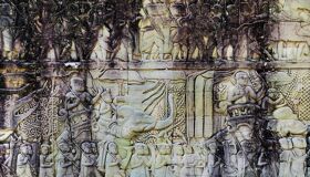 Pictutes on the Wall of the Temples, Angkor, Cambodia